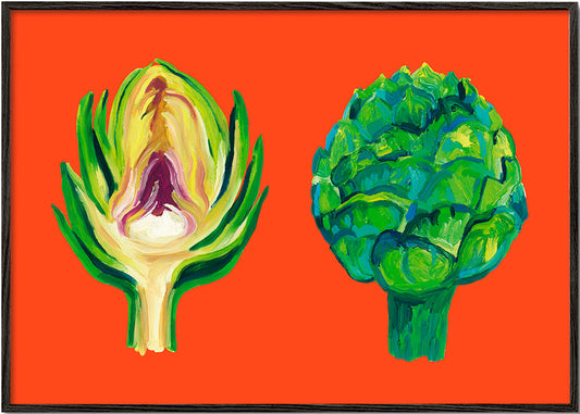 Artichokes On Orange - Alice Straker