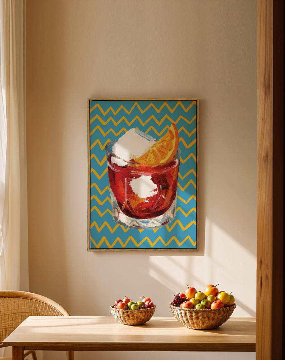 Negroni Blue - Framed canvas in an interior