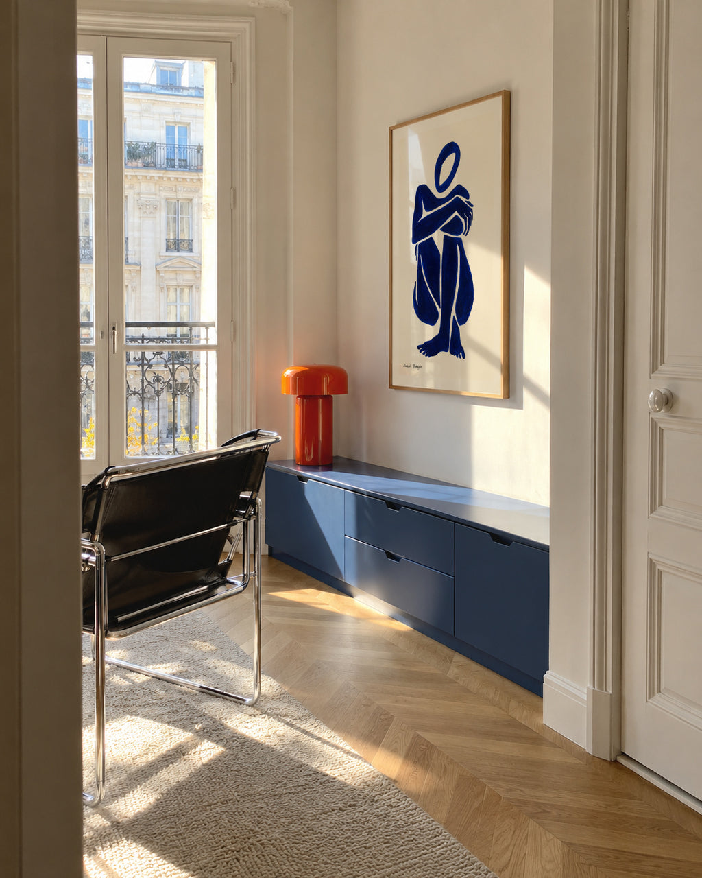 Blue figure #1 - Framed poster in an interior
