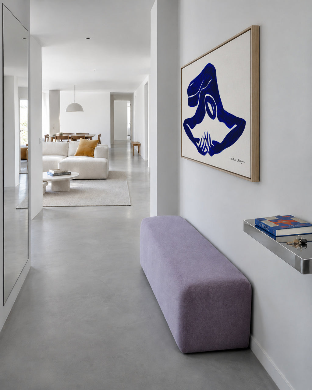 Blue Figure #6 - Framed canvas in an interior