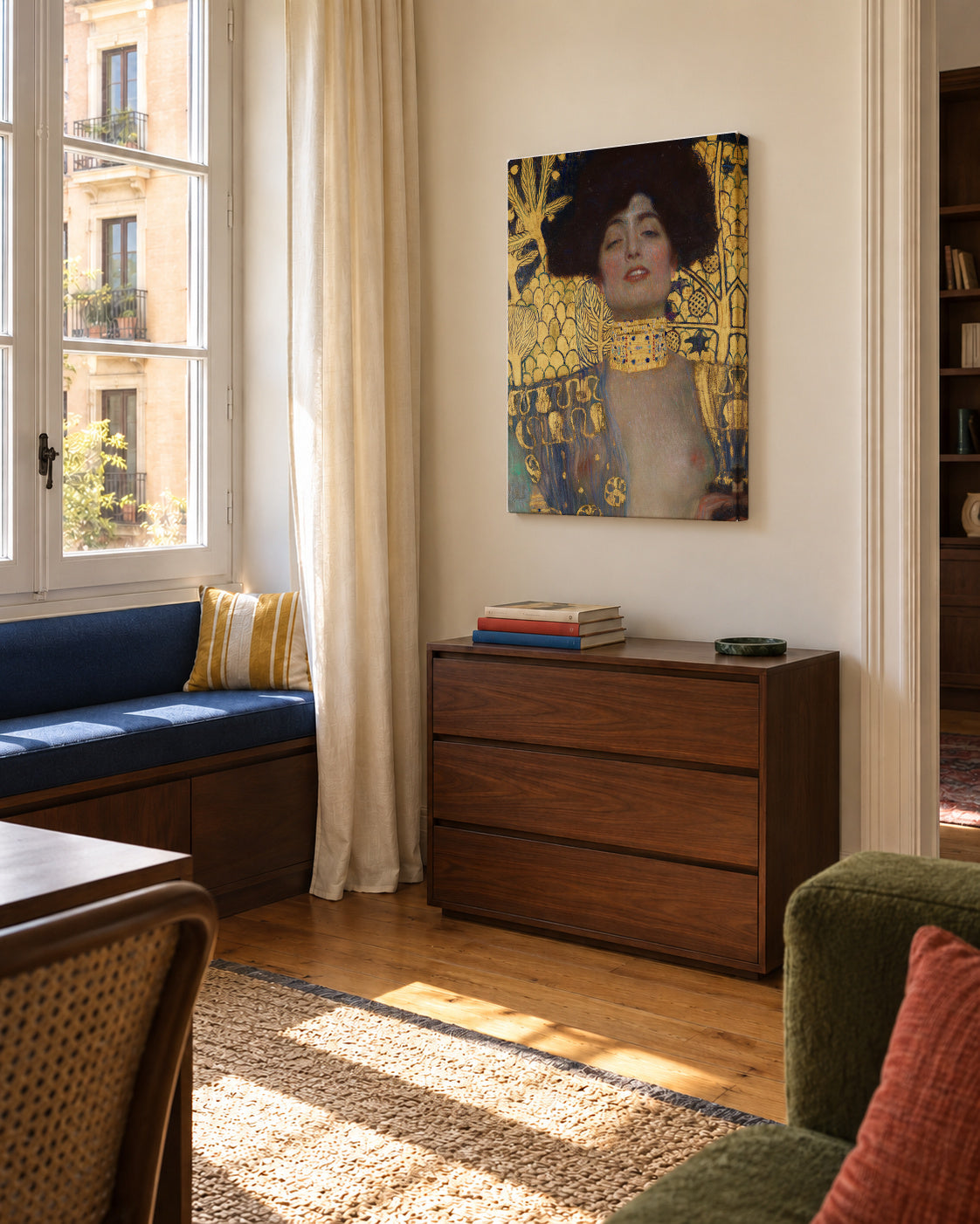 Judith I - Gustav Klimt - Unframed canvas in an interior