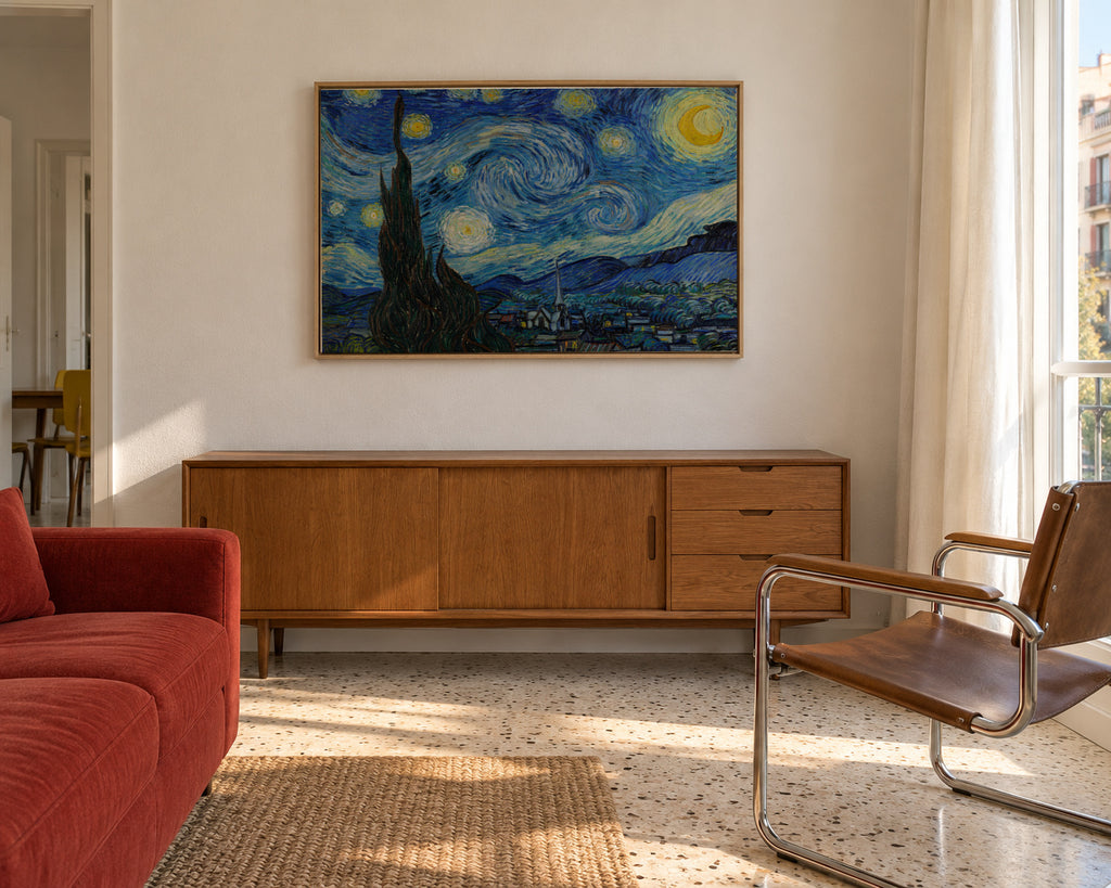 The Starry Night - Van Gogh - Framed canvas in an interior