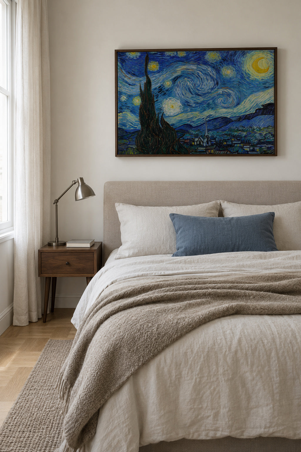 The Starry Night - Van Gogh - Framed canvas in an interior