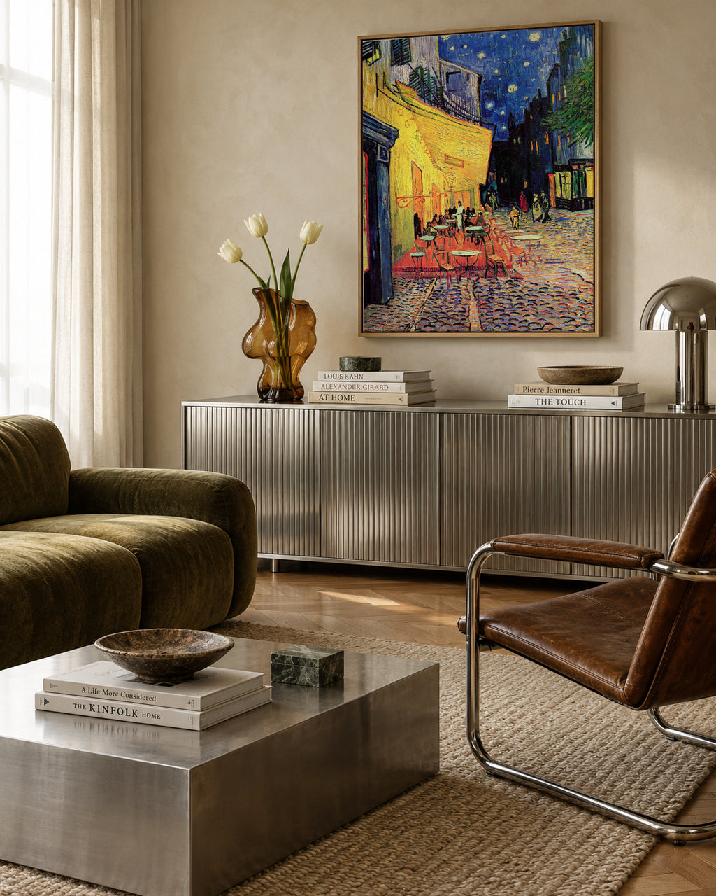 Café Terrace at Night - Van Gogh - Framed canvas in an interior