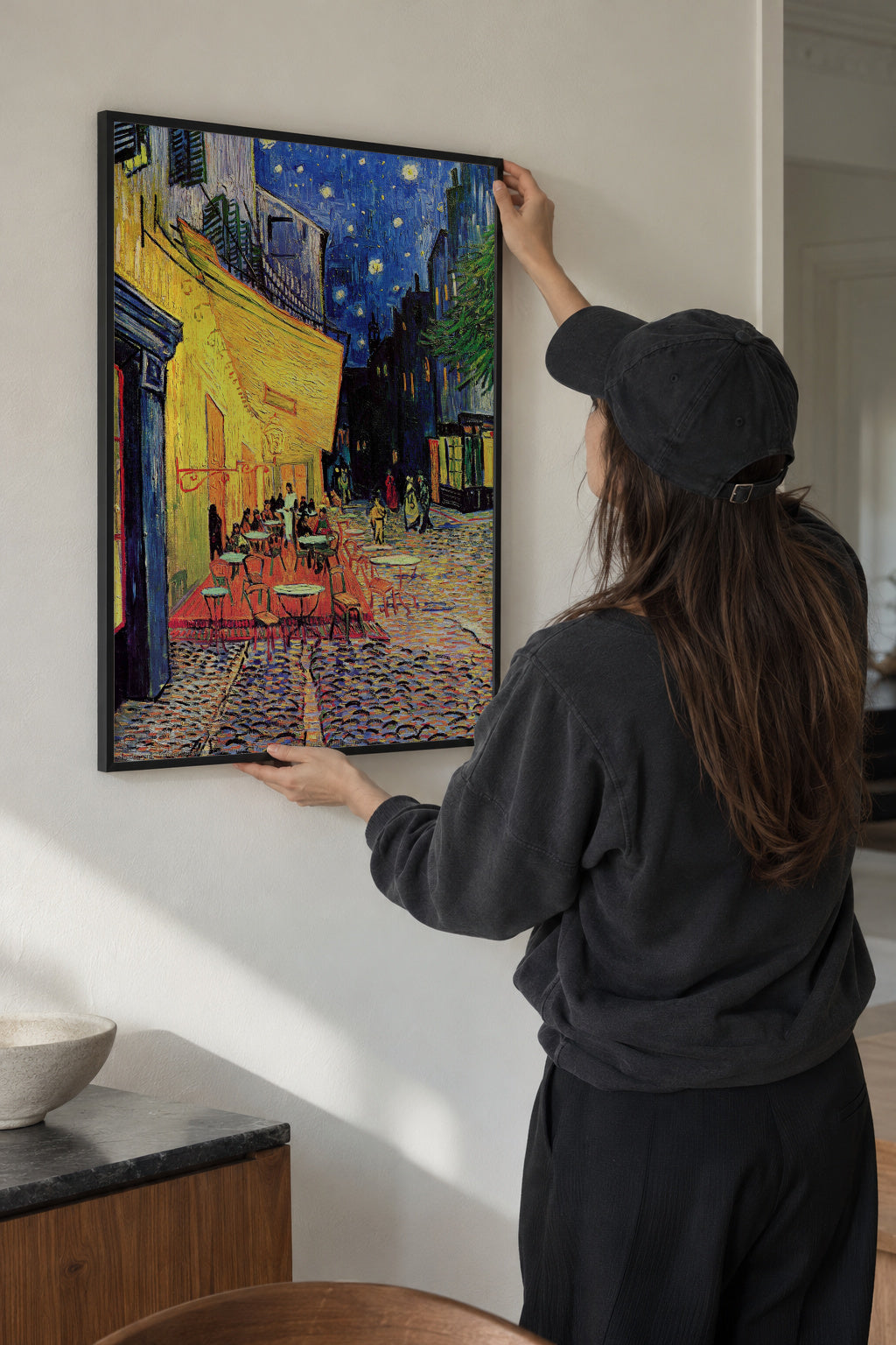 Café Terrace at Night - Van Gogh - Framed poster in an interior