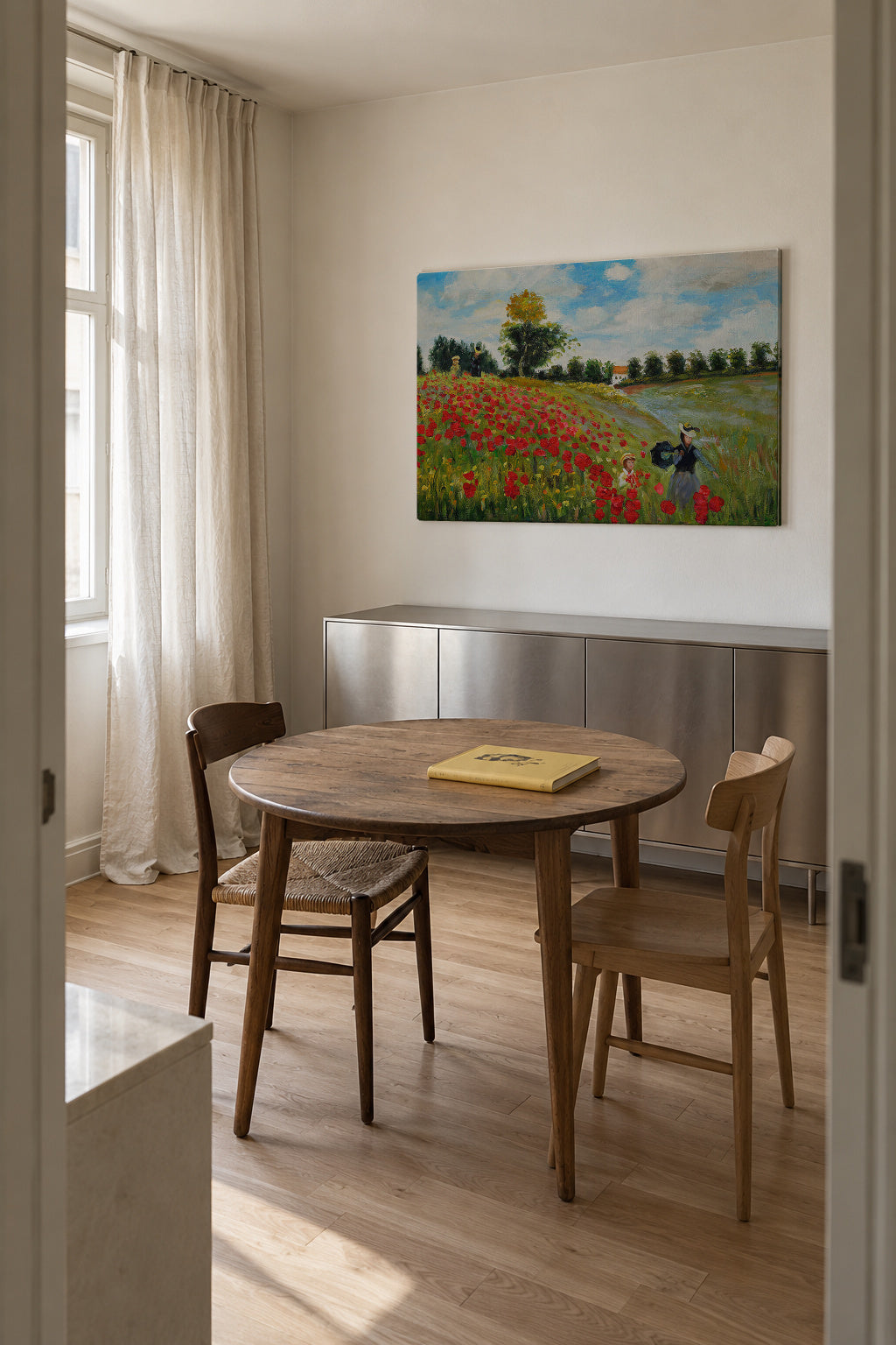 Poppy Field in Argenteuil - Claude Monet - Unframed canvas in an interior