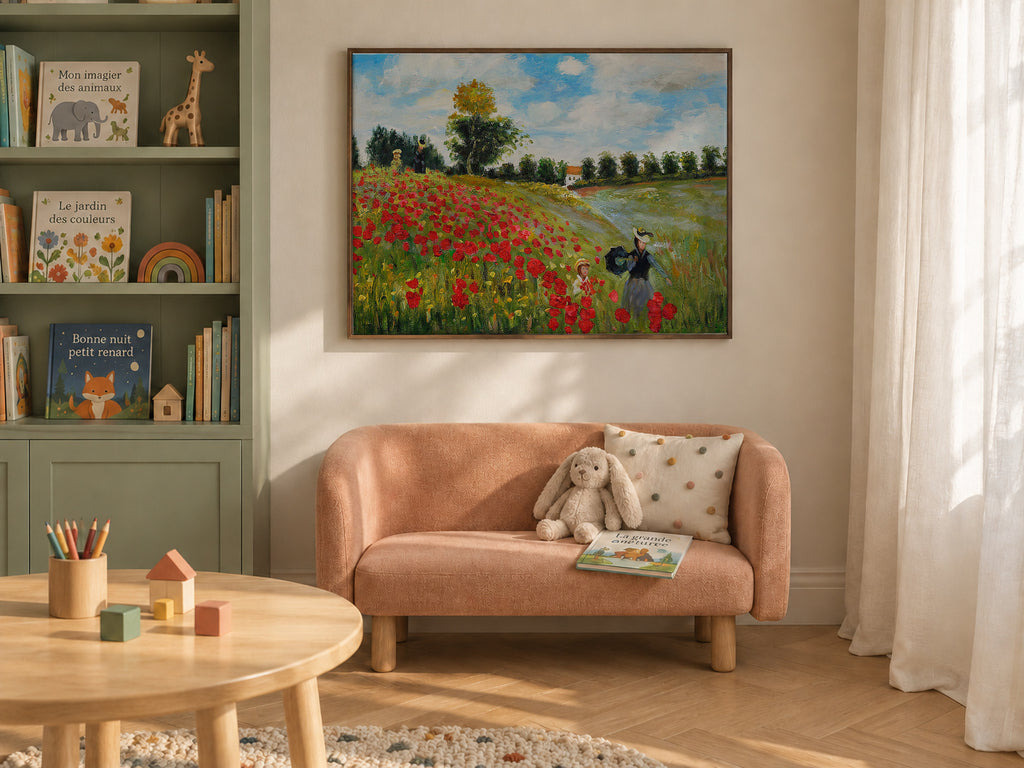 Poppy Field in Argenteuil - Claude Monet - Framed canvas in an interior