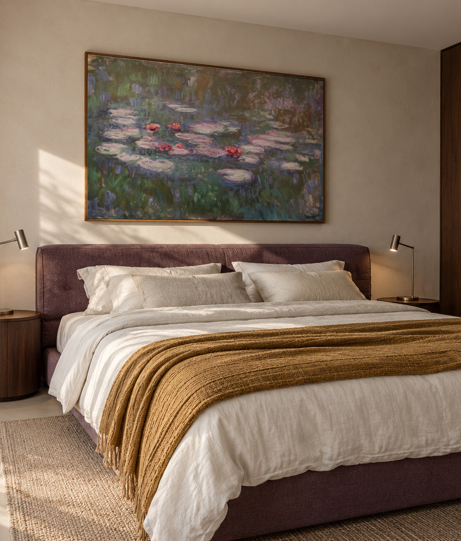 Water lilies - Claude Monet - Framed canvas in an interior