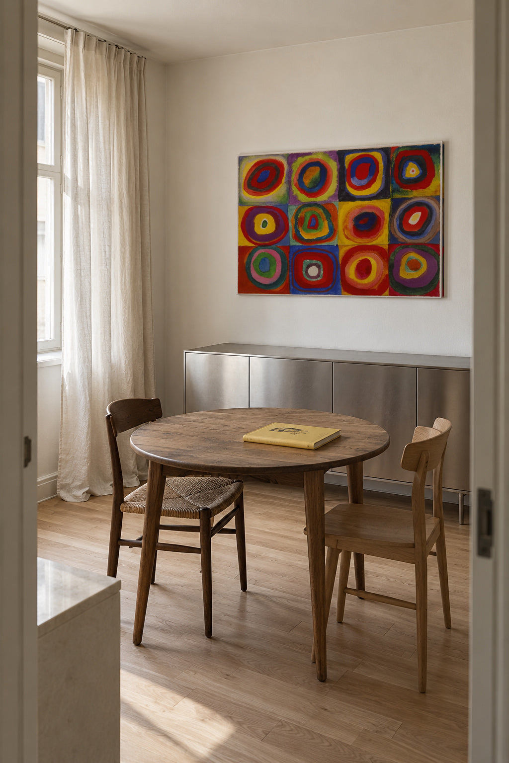 Colour Study - Squares and Concentric Rings - Vasili Kandinsky - Unframed canvas in an interior