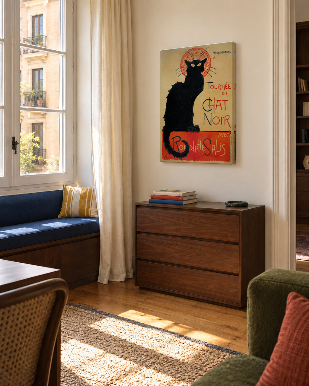 Le Chat Noir - Théophile Alexandre Steinlen - Unframed canvas in an interior