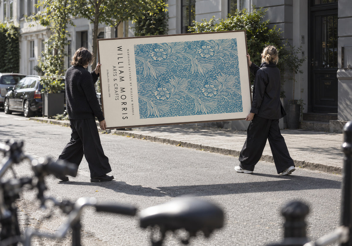 Marigold Pattern by William Morris Exhibition - Framed canvas in an interior