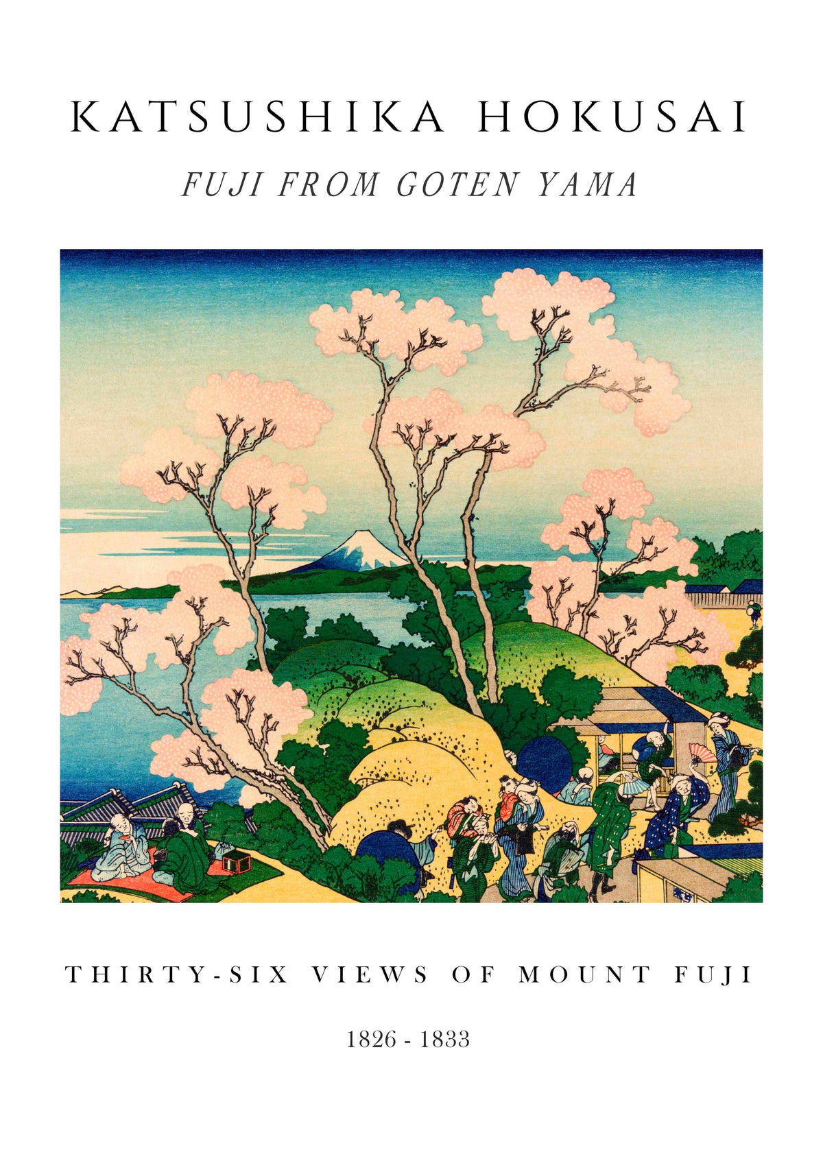 Fuji from Goten Yama Exhibition White - Katsushika Hokusai - Unframed art print