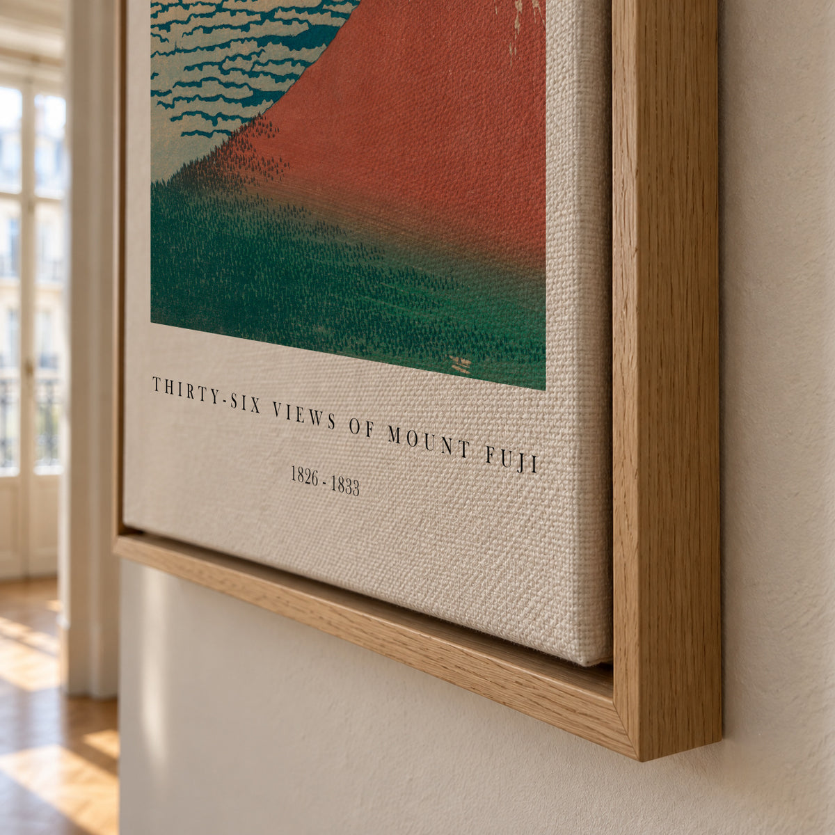 Red Fuji Exhibition White - Katsushika Hokusai - Framed canvas detail
