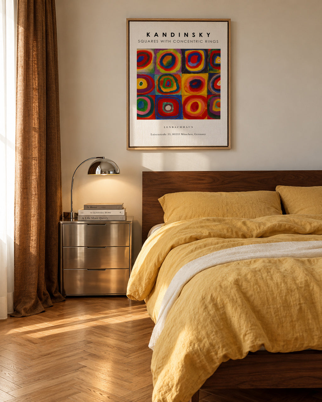 Colour Study - Squares and Concentric Rings Exhibition White - Vasili Kandinsky - Framed canvas in an interior