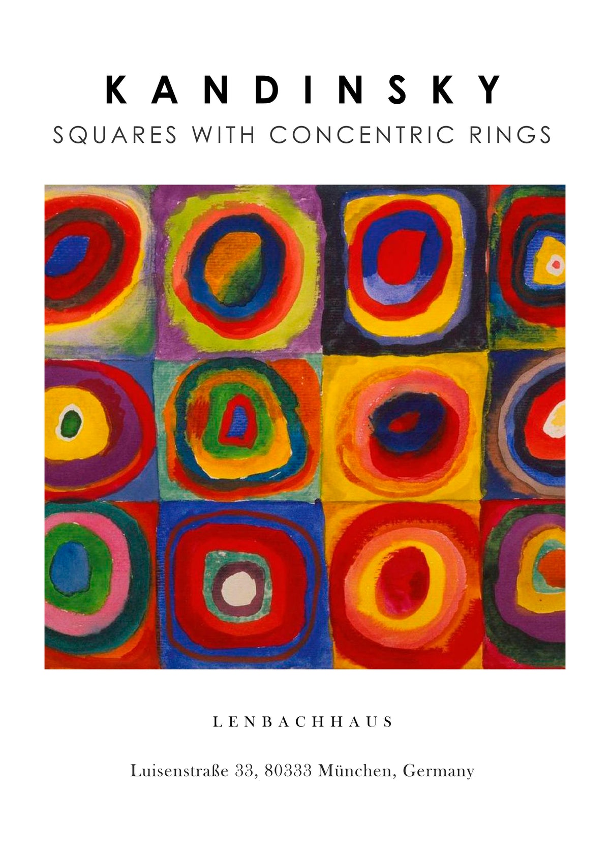 Colour Study - Squares and Concentric Rings Exhibition White - Vasili Kandinsky - Unframed art print