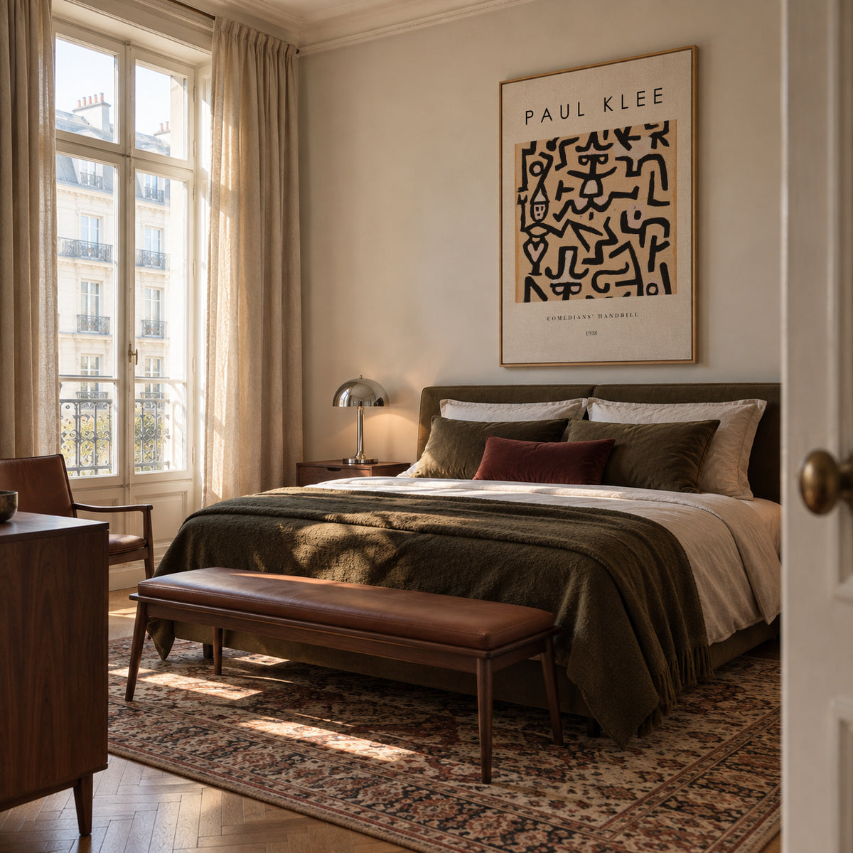 Comedians' Handbill Exhibition White - Paul Klee - Framed canvas in an interior