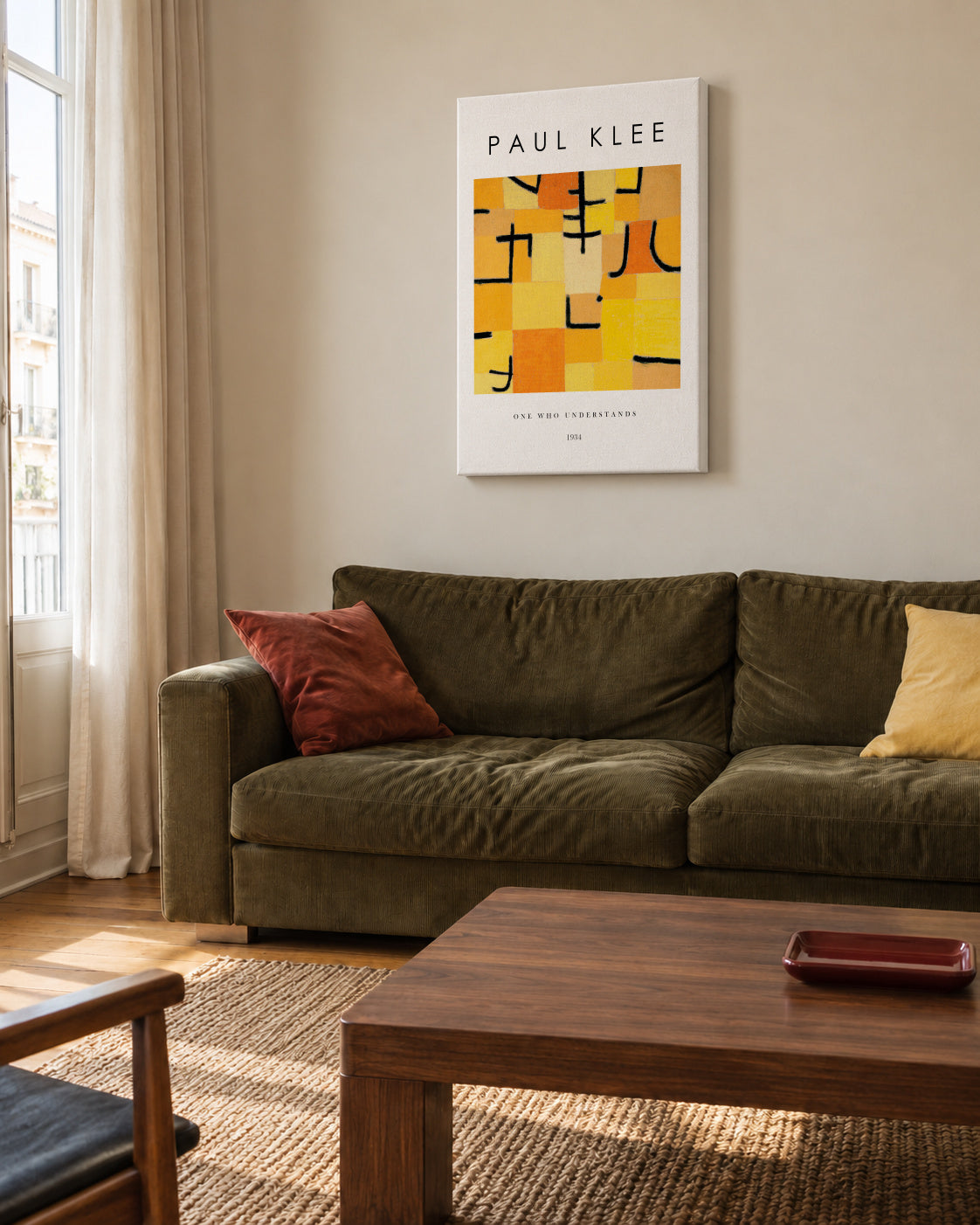 One Who Understands 2 Exhibition White - Paul Klee - Unframed canvas in an interior