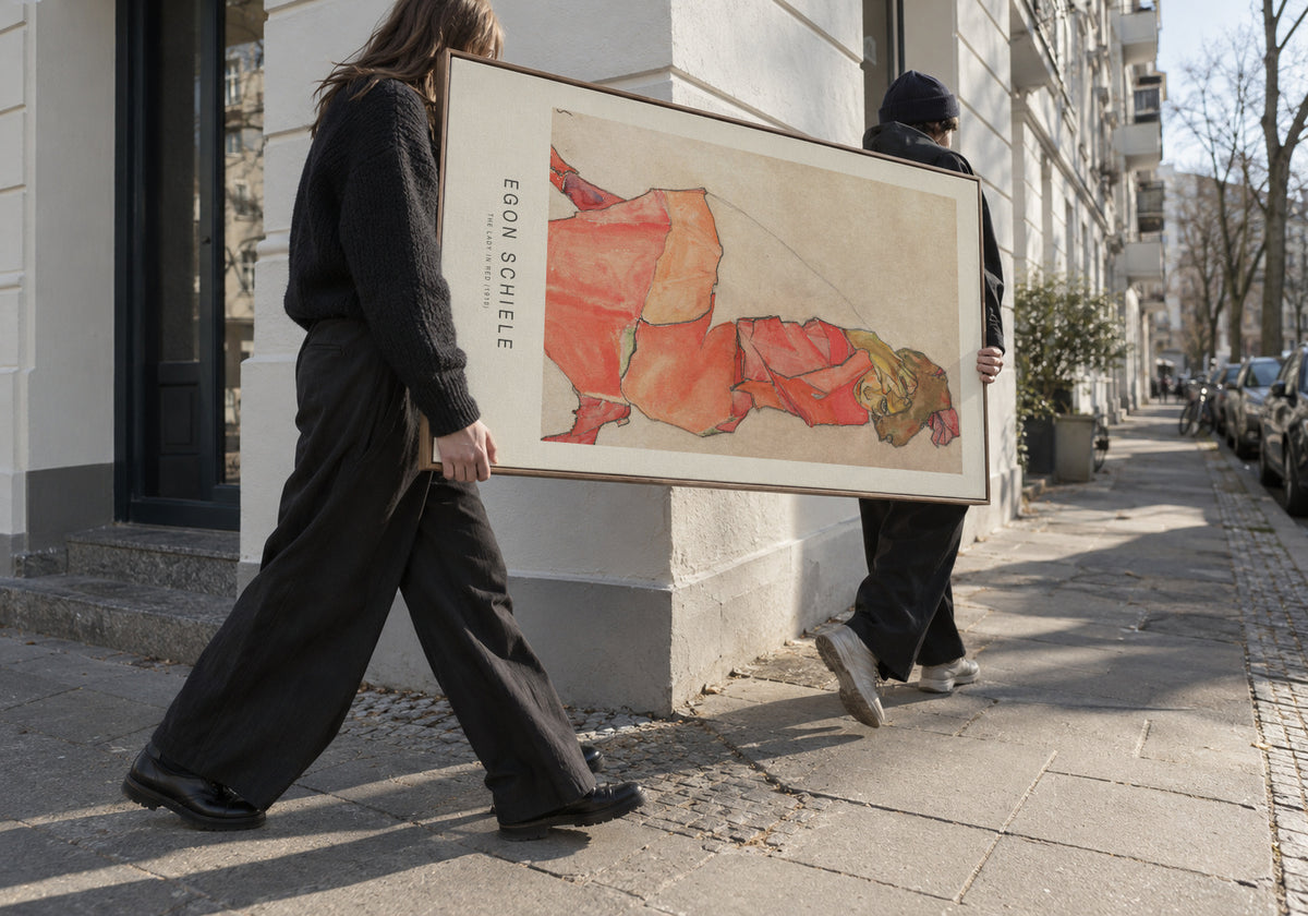 The Lady in Red (Special Edition) - Egon Schiele - Framed canvas in an interior