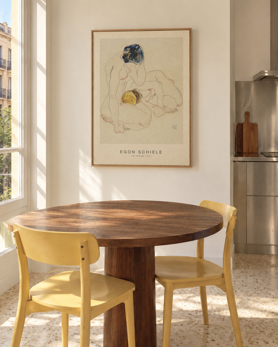 Two Friends (Special Edition) - Egon Schiele - Framed canvas in an interior