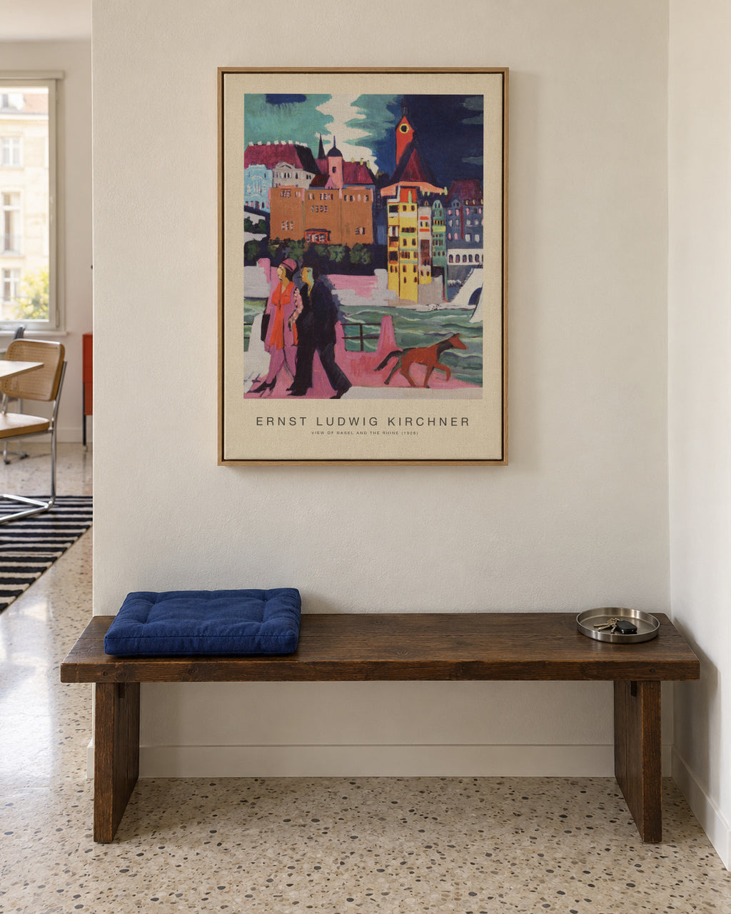 View of Basel & The Rhine (Special Edition)- Ernst Ludwig Kirchner - Framed canvas in an interior