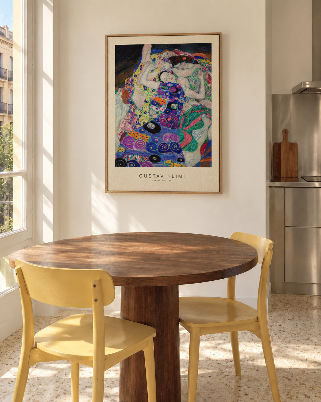 The Maiden (Special Edition) - Gustav Klimt - Framed canvas in an interior