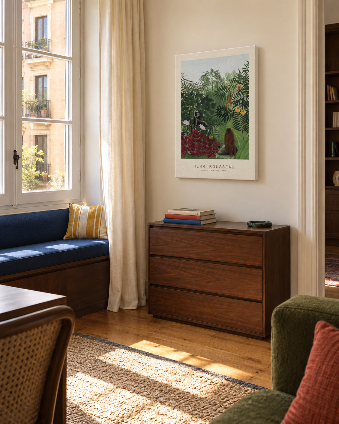 Monkeys in the Jungle (Special Edition) - Henri Rousseau - Unframed canvas in an interior