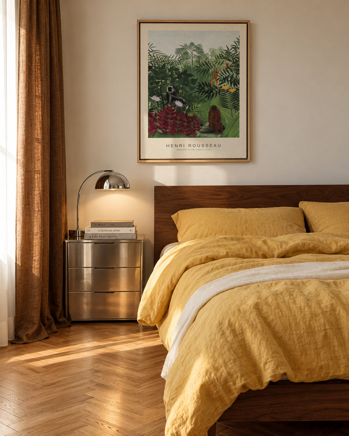 Monkeys in the Jungle (Special Edition) - Henri Rousseau - Framed canvas in an interior
