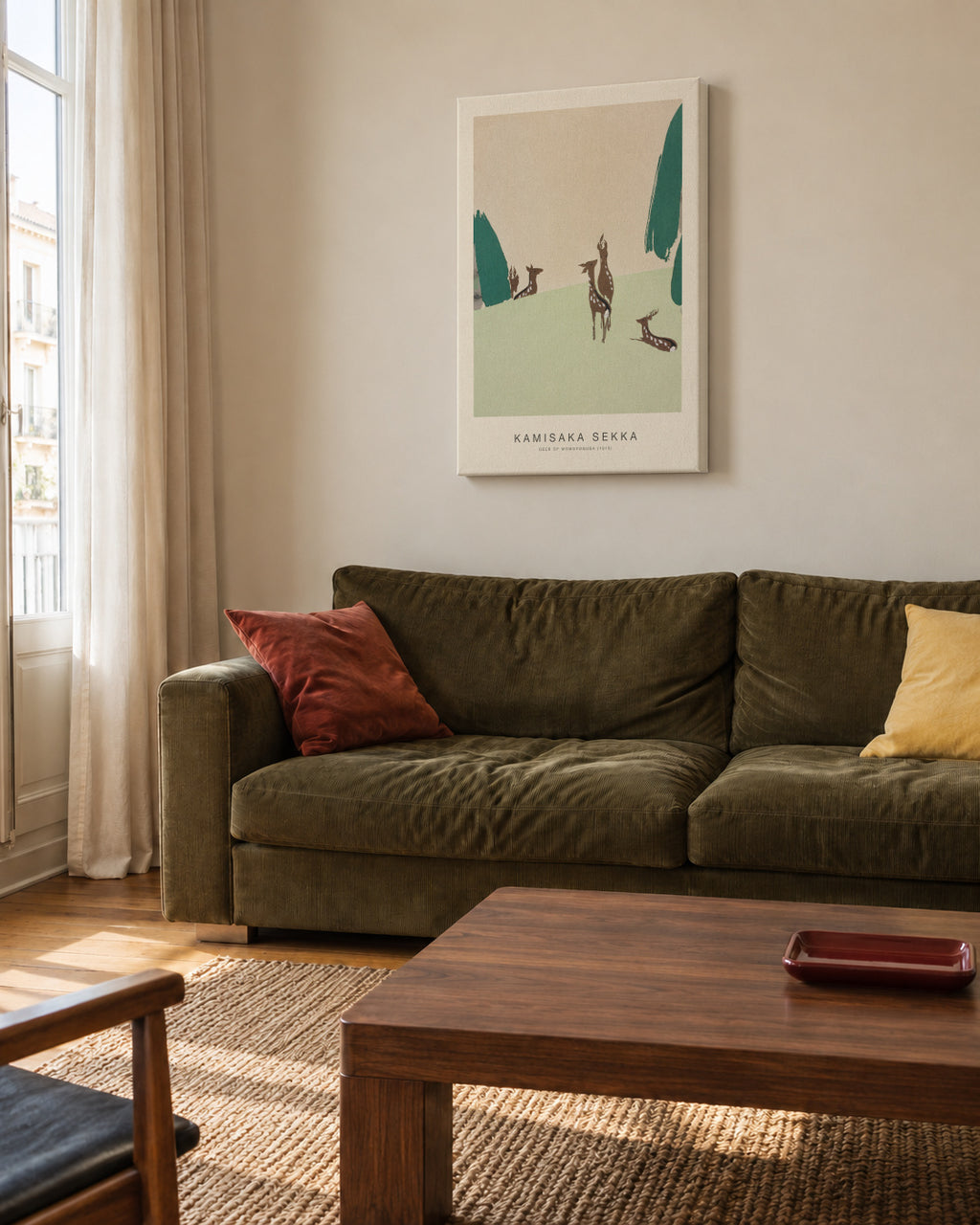 Deer of Momoyogusa (Special Edition) - Kamisaka Sekka - Unframed canvas in an interior