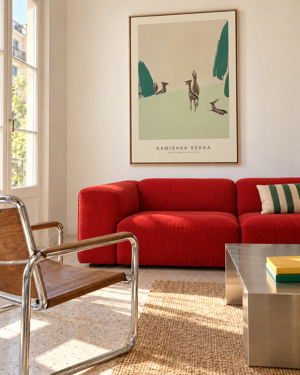 Deer of Momoyogusa (Special Edition) - Kamisaka Sekka - Framed canvas in an interior