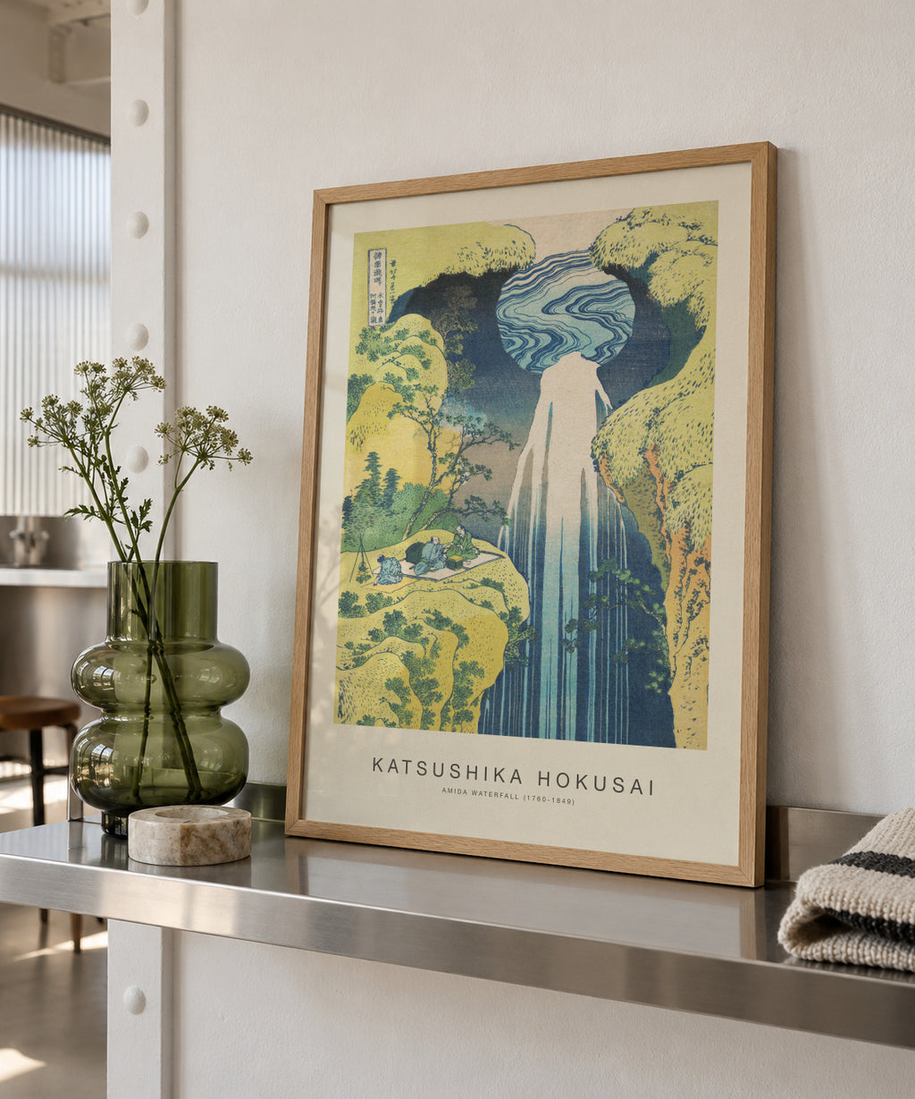 Amida Waterfall (Special Edition) - Katsushika Hokusai - Framed poster in an interior