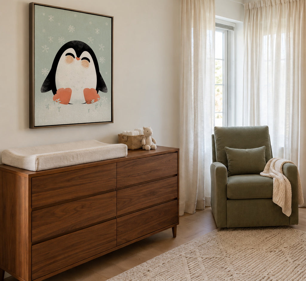 Animignons the Penguin - Framed canvas in an interior