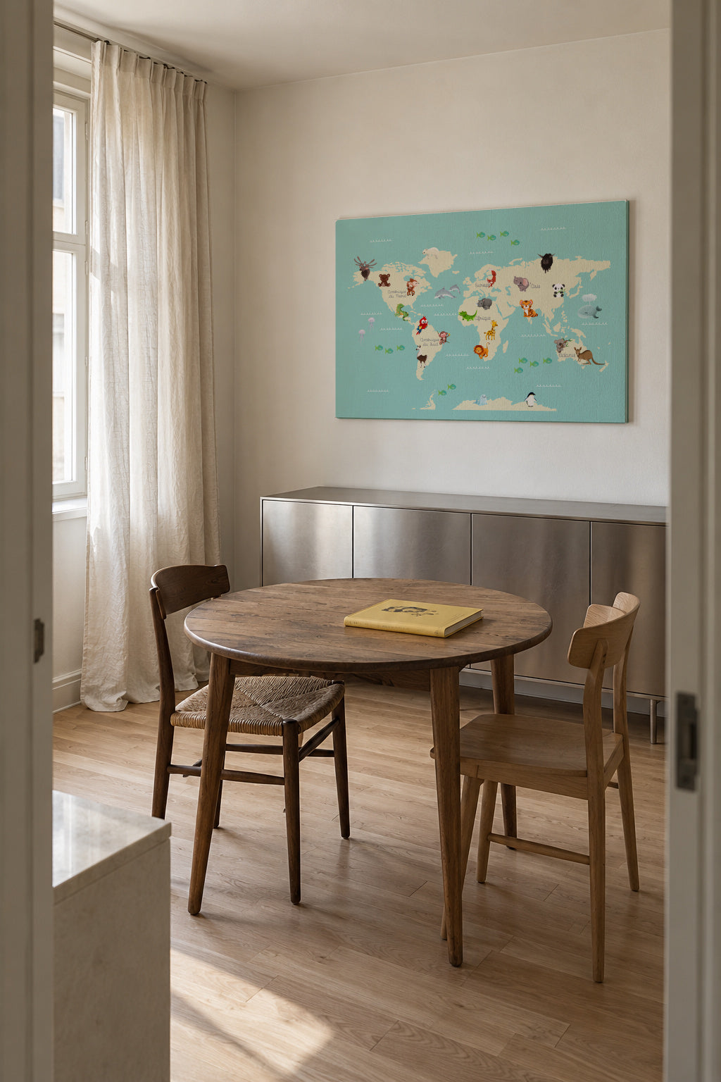 Le Monde des Animaux (french) - Unframed canvas in an interior