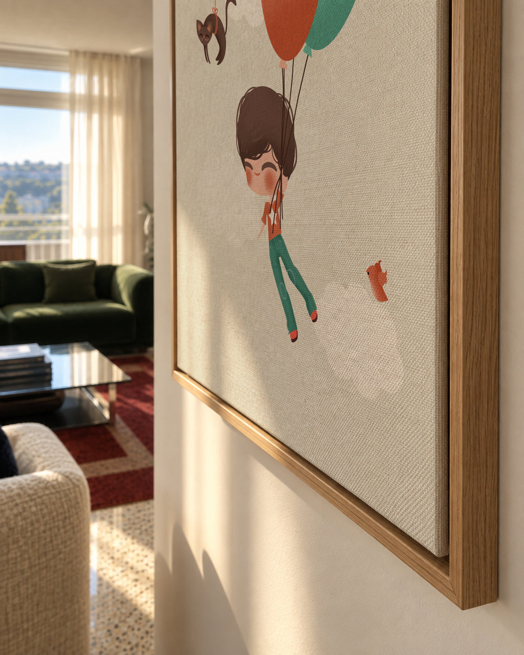 Boy into the Clouds - Framed canvas detail