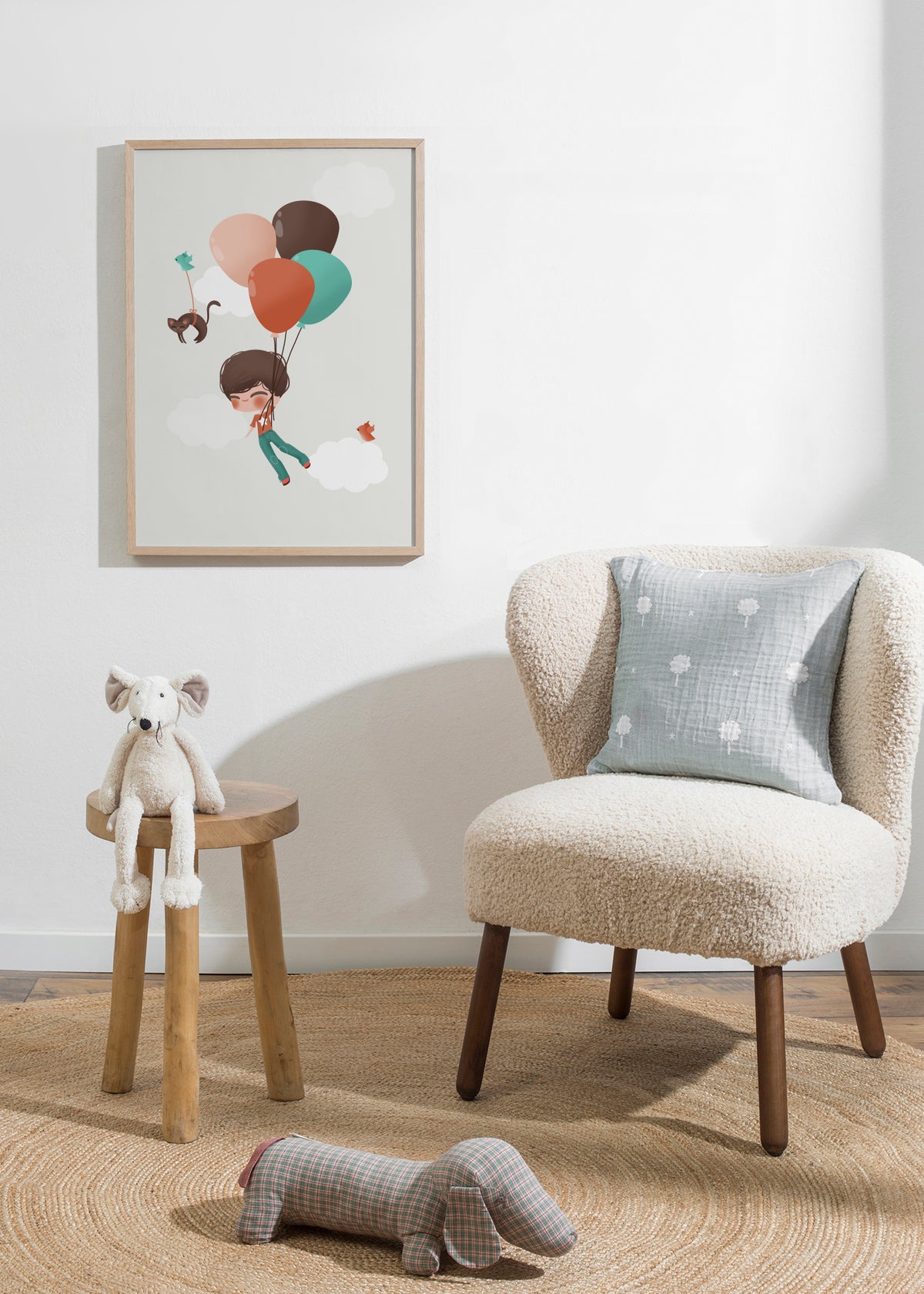 Boy into the Clouds - Framed poster in an interior