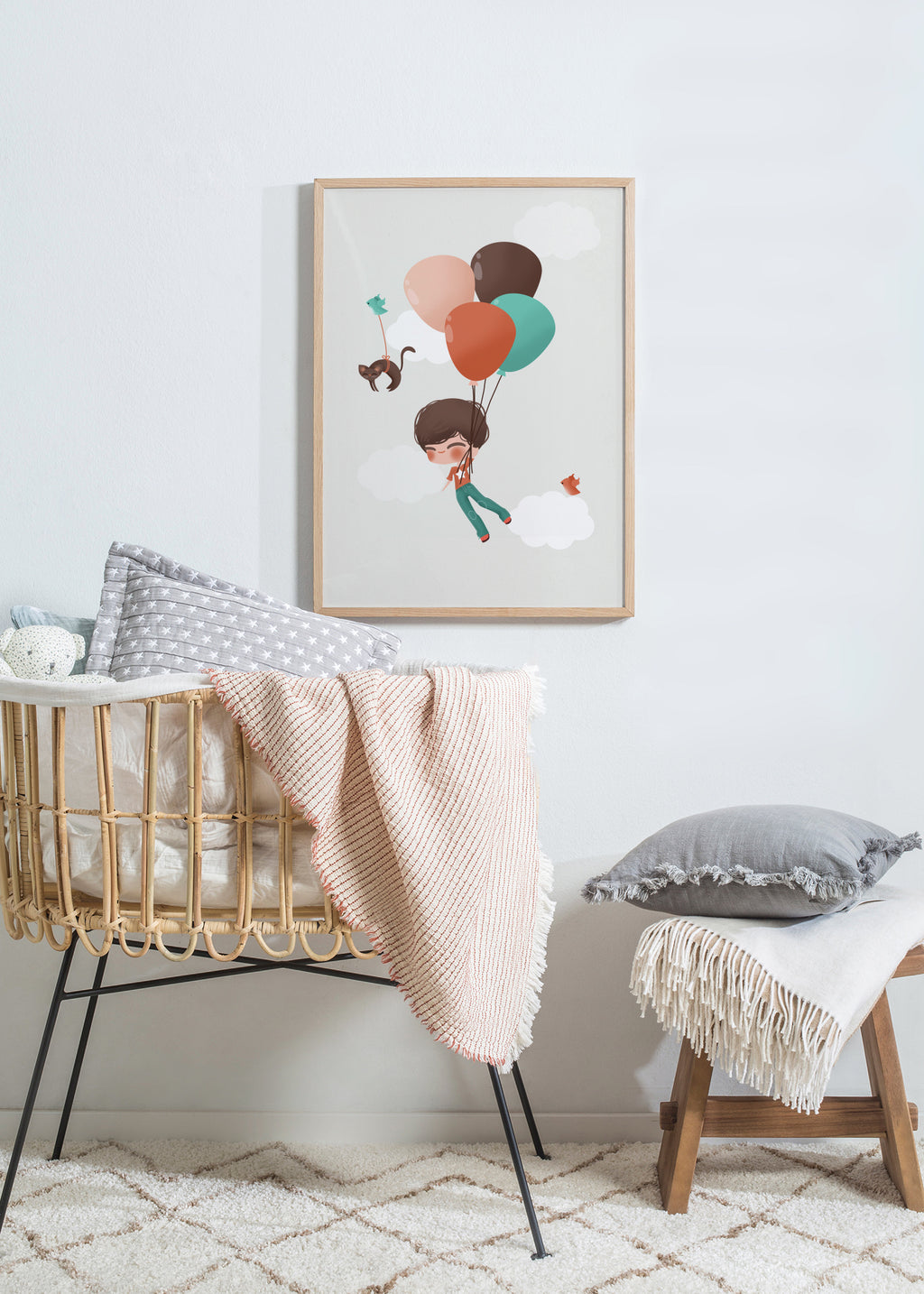 Boy into the Clouds - Framed poster in an interior