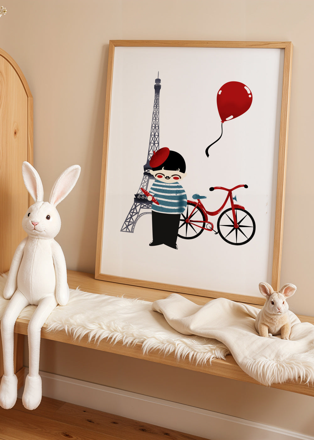 Hello Paris - Framed poster in an interior