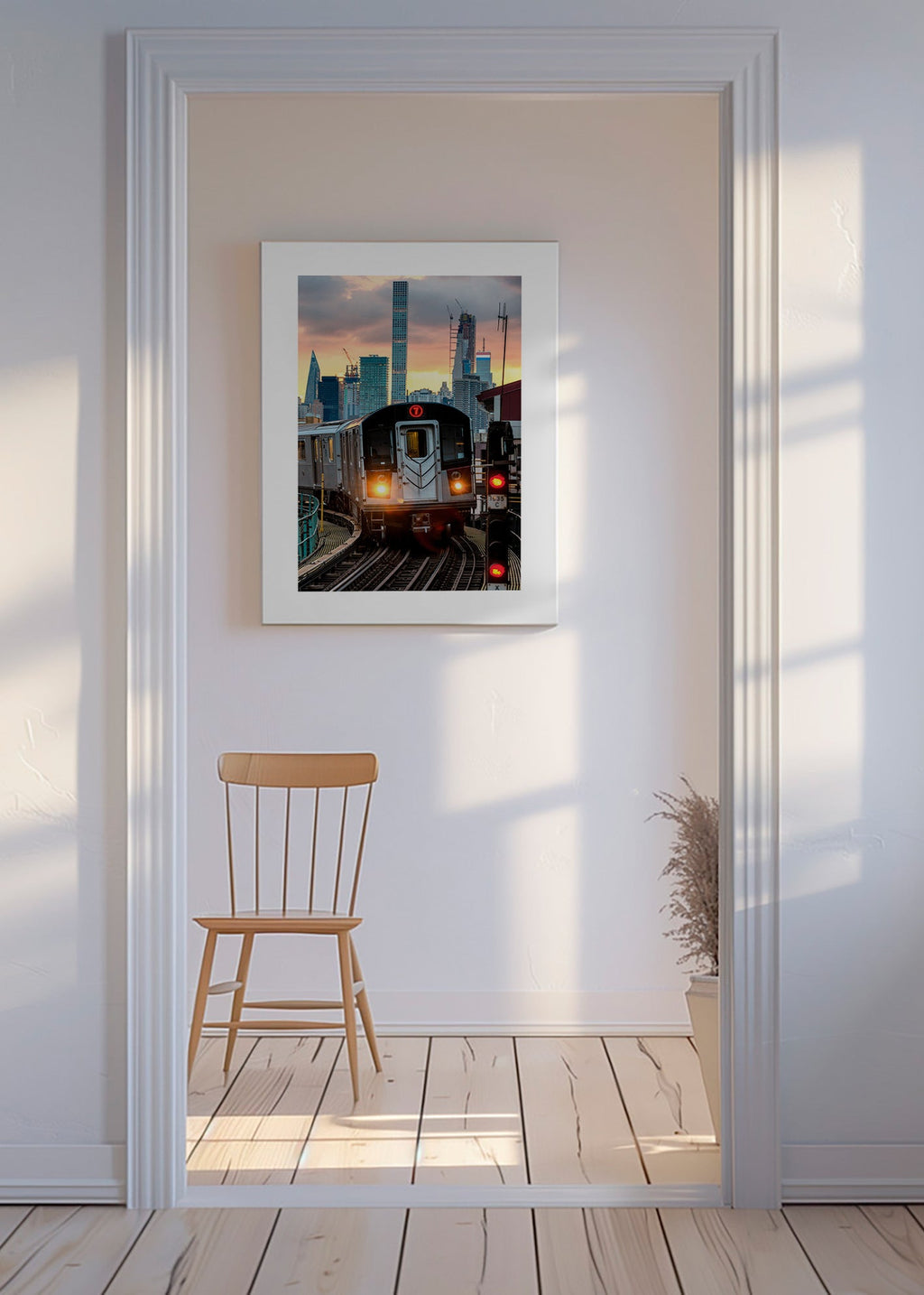Travel poster: Subway 7 in the city sunset – Canvas