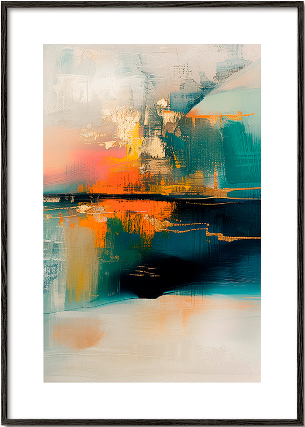 Abstract artwork with aquatic reflections – Black Frame