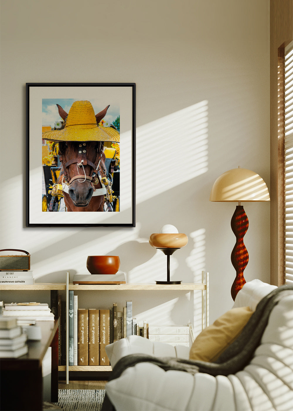 Horse portrait with yellow hat – Canvas1