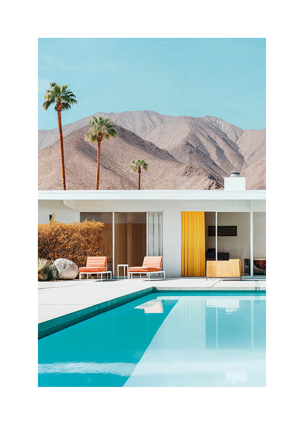 Landscape art with pool and palms