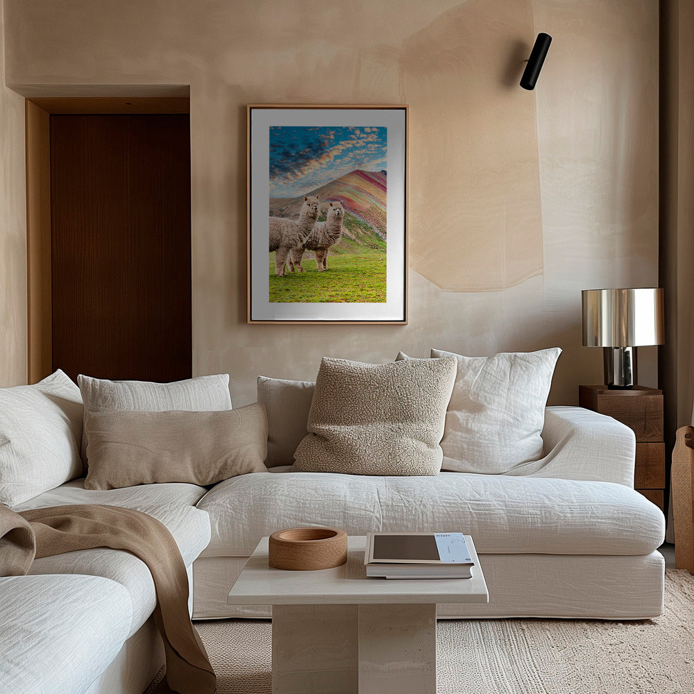 Artwork alpacas in rainbow mountain – Canvas2