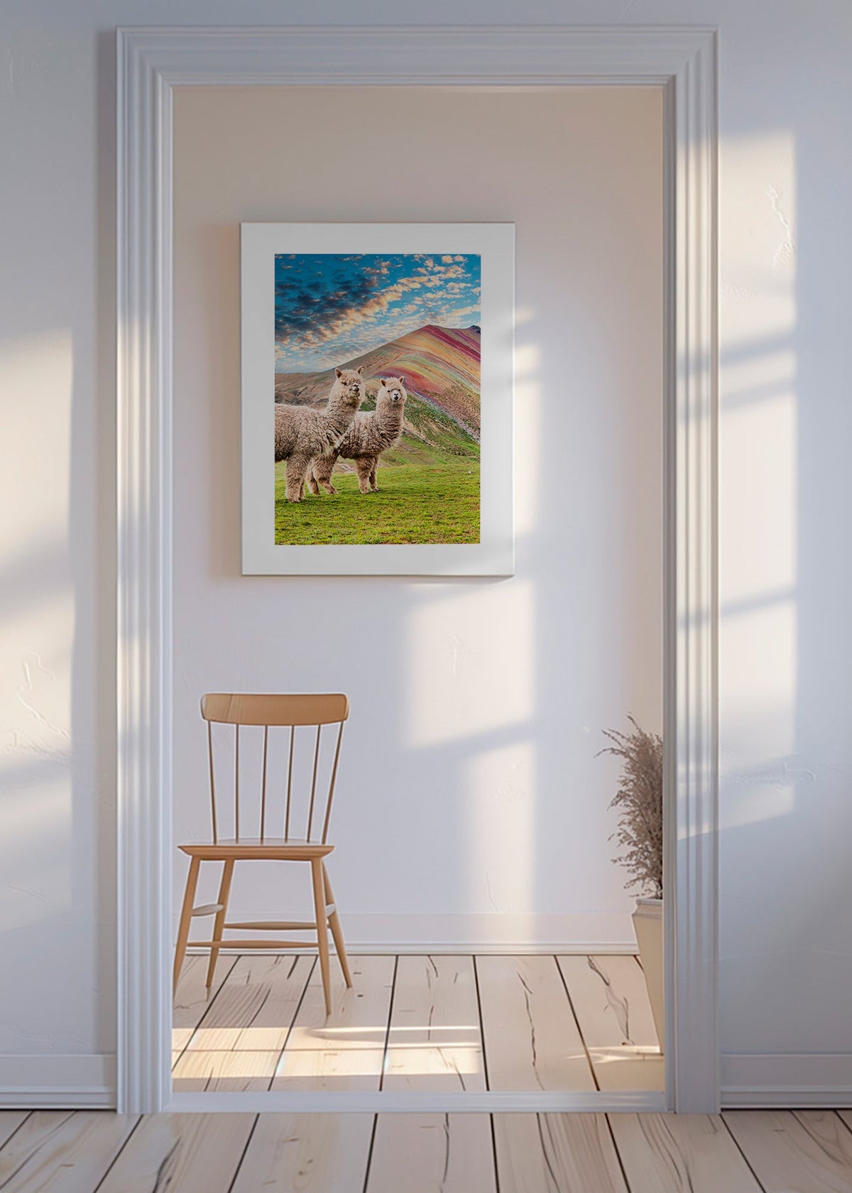 Artwork alpacas in rainbow mountain – Canvas