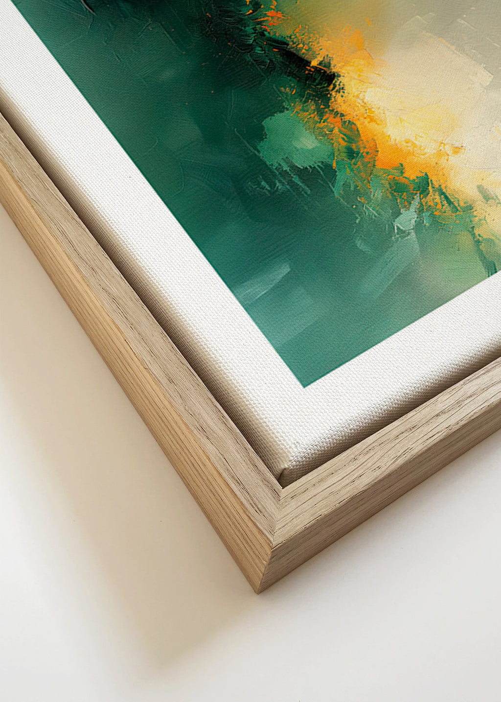 Abstract artwork in green and gold - Twilight – Canvas detail