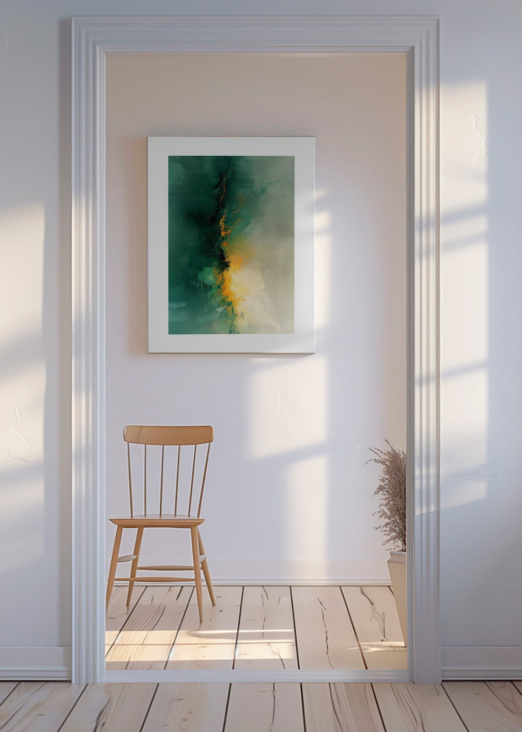 Abstract artwork in green and gold - Twilight – Canvas