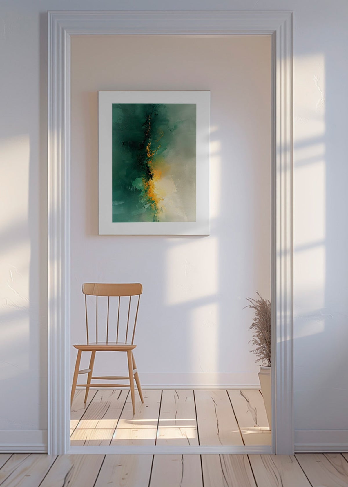 Abstract artwork in green and gold - Twilight – Canvas