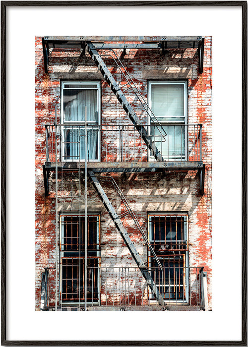 Urban photograph of a fire escape facade – Black Frame