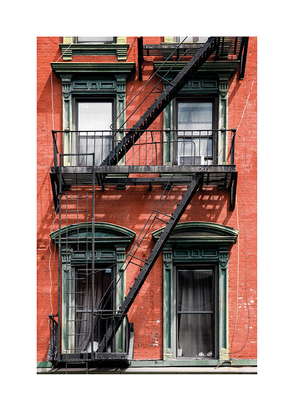 City art: NY facade with fire escape