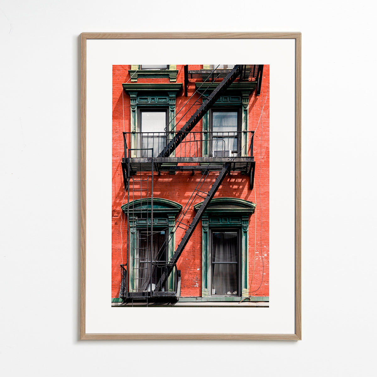 City art: NY facade with fire escape – Oak Frame