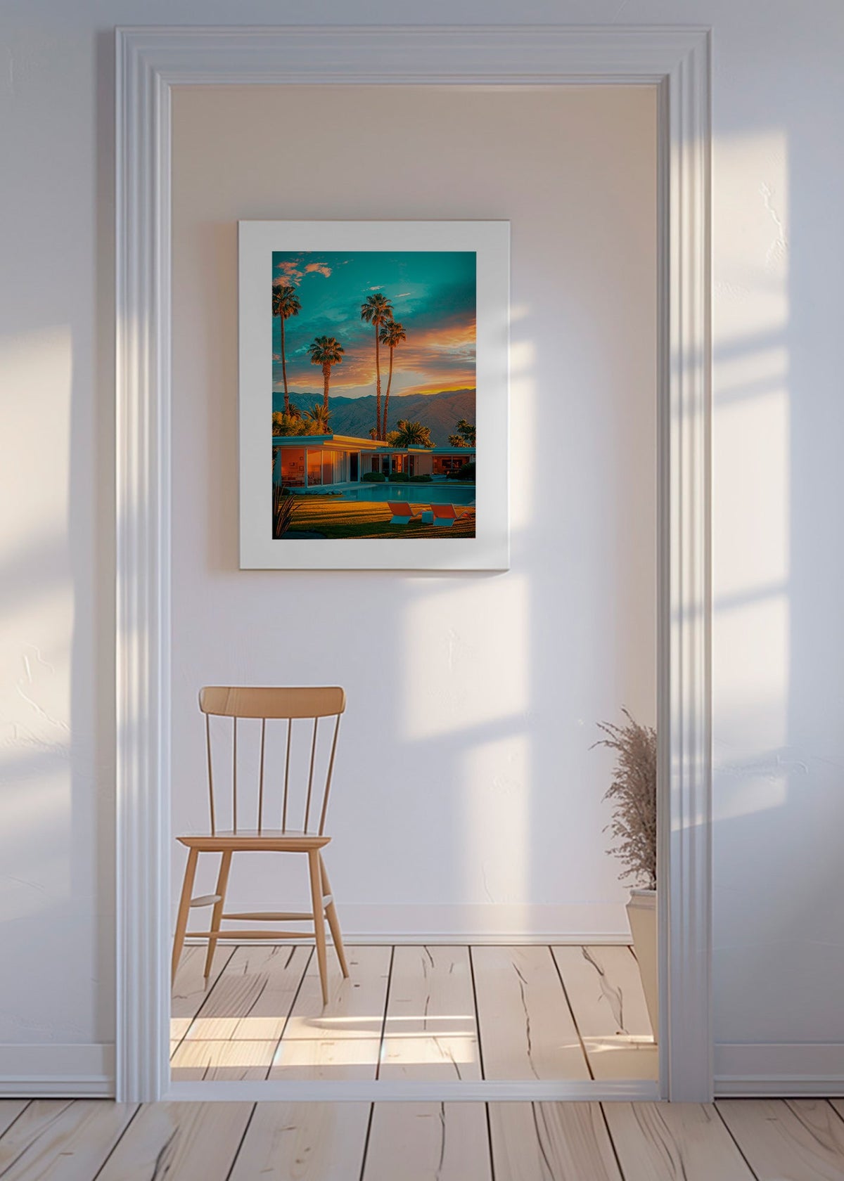 Landscape art: Palm Springs sunset with pool – Canvas