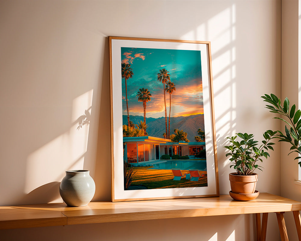 Landscape art: Palm Springs sunset with pool – Product3